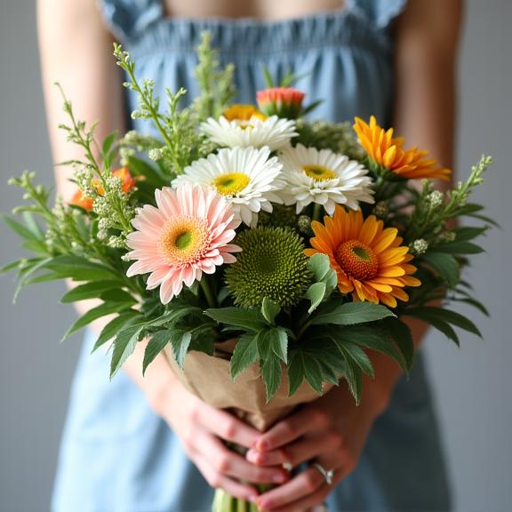 A hand-tied bunch of seasonal flowers from the subscription service.