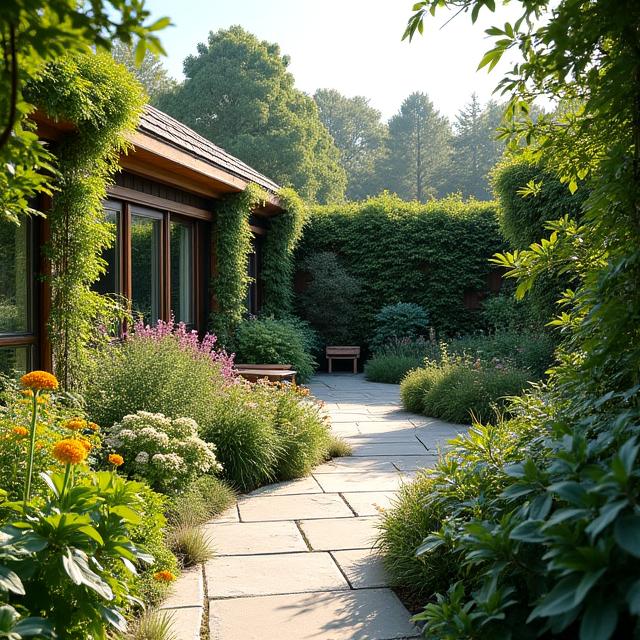 A beautifully designed garden space with lush plants and flowers.