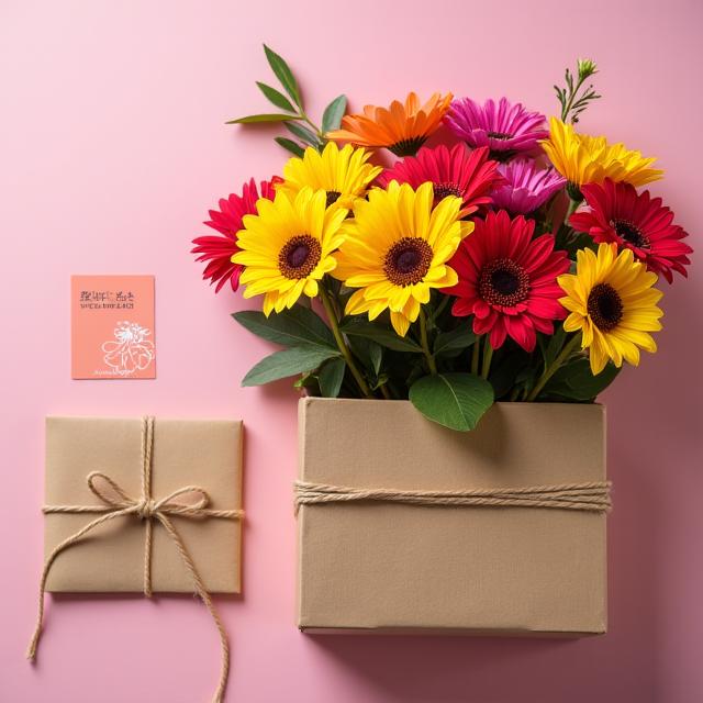 A subscription box from Aion Flowers with a fresh bunch of seasonal flowers.